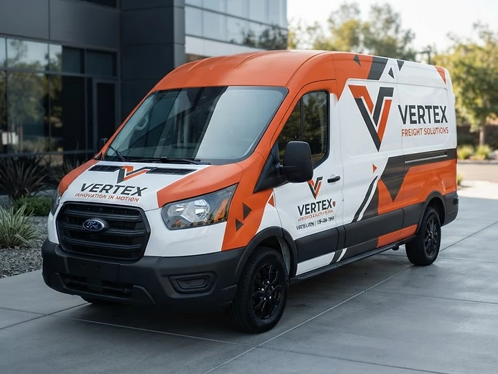 Cargo van fully wrapped with custom business branding