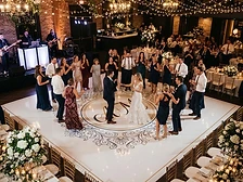 Custom printed dance floor with monogram at an elegant event