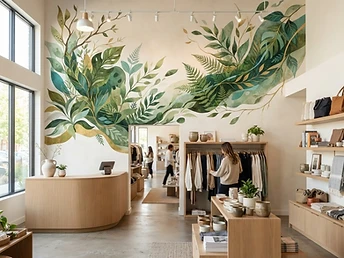 Decorative wall wrap with greenery