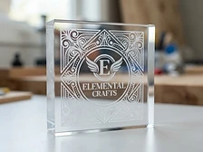 Laser engraving on clear acrylic block