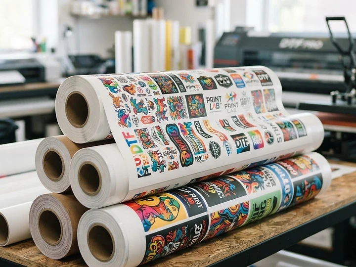 DTF film rolls on a 23-inch roll