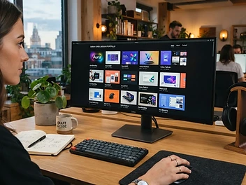 Monitor showing a custom designed portfolio gallery website
