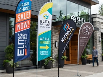Custom printed outdoor feather flags