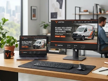 Basic informational business website on a computer screen