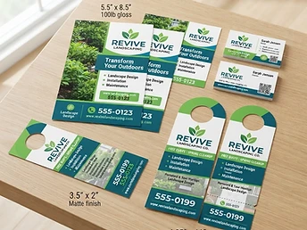 Business cards, flyers, and door hangers