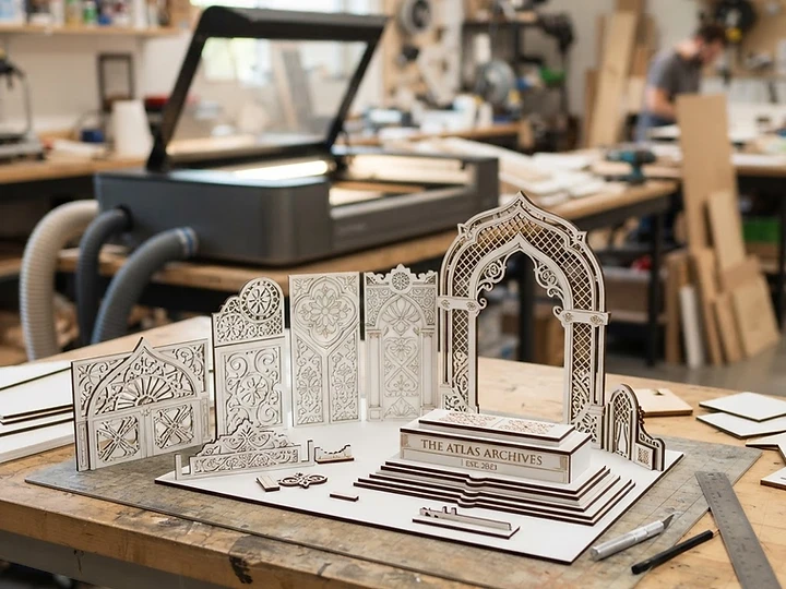 Custom laser-cut props on foam board