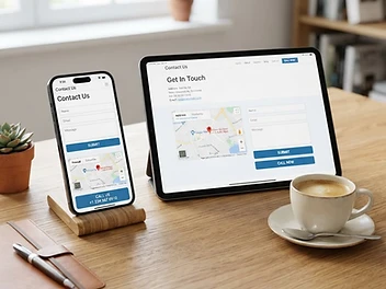 Phone and tablet displaying a custom designed contact us website page