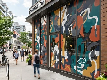 Storefront with window graphics