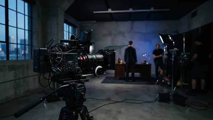 Filmkamera in einem modernen Studio