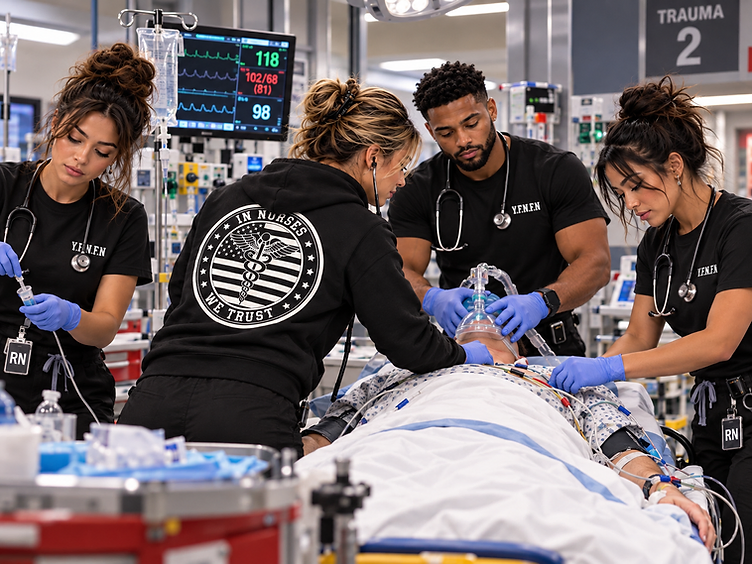 YFNFN healthcare heroes in the trauma center