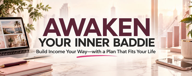 Awaken Your Inner Baddie — feminine financial empowerment desk workspace