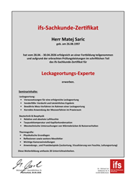 ifs-Sachkunde-Zertifikat Leckageortungs-Experte, Matej Saric