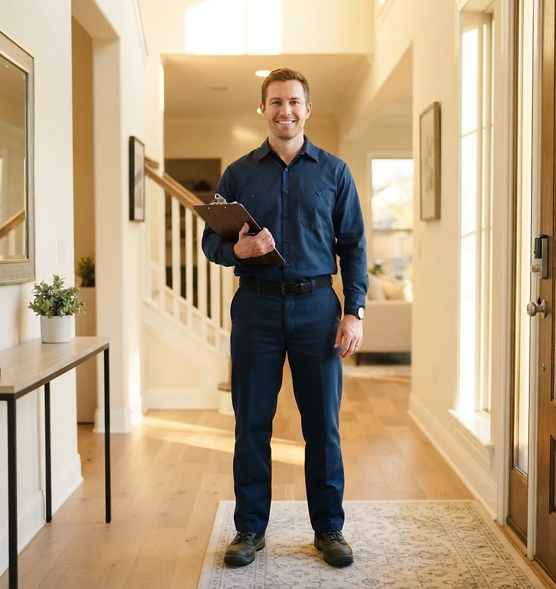 Professional home-services technician in a Dallas home