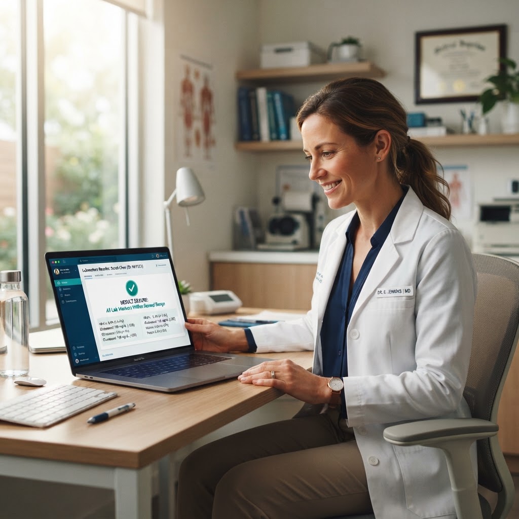 Doctor viewing laboratory results