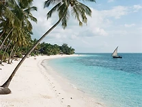 White sand and turquoise water at Diani Beach on the Kenyan coast