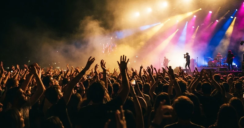 Multitud viviendo la música