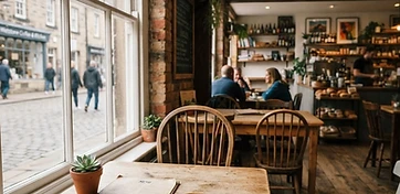 Interior of a modern independent cafe