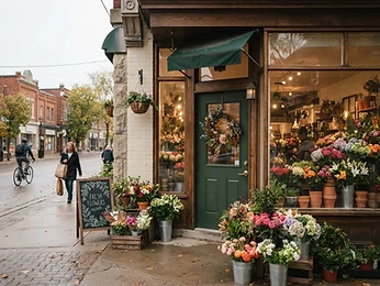 Example website preview for Bloom on Main, a fictional local businesses business