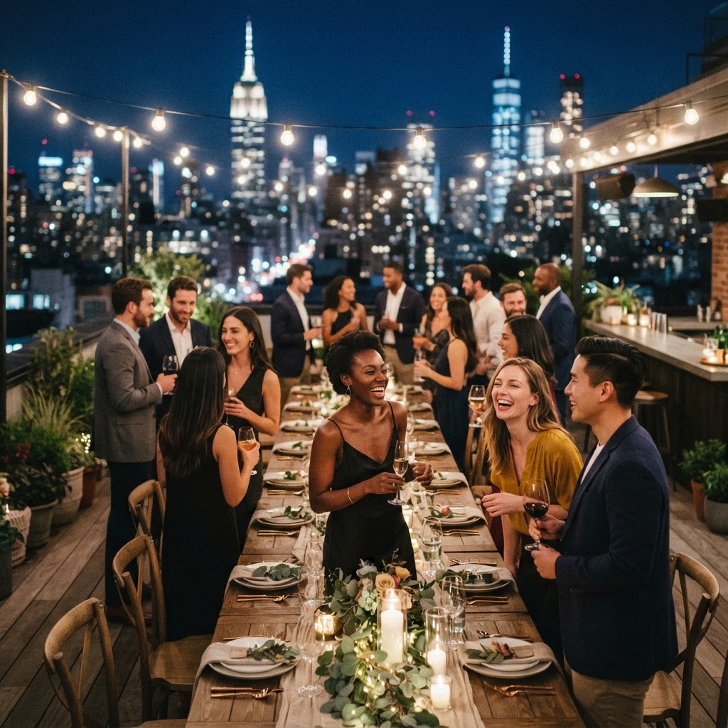 Rooftop dinner party