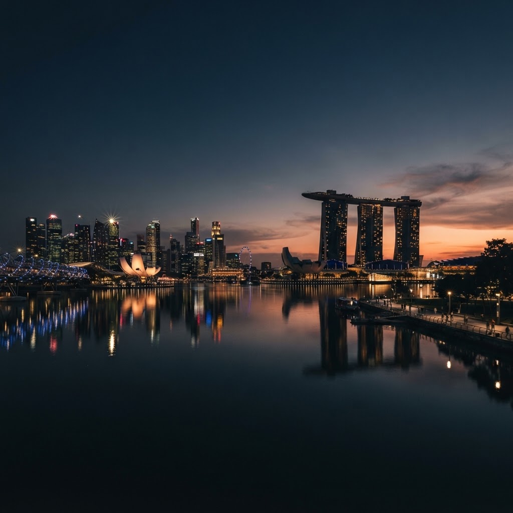 Singapore skyline at dusk
