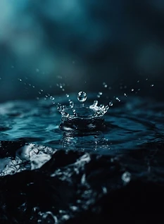 Goutte d'eau frappant une surface sombre
