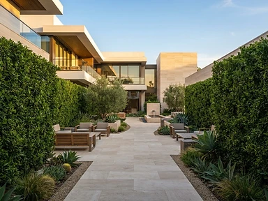 Commercial landscapes landscape with privacy hedges