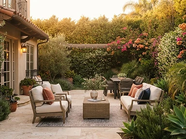 Backyard privacy landscape with privacy hedges