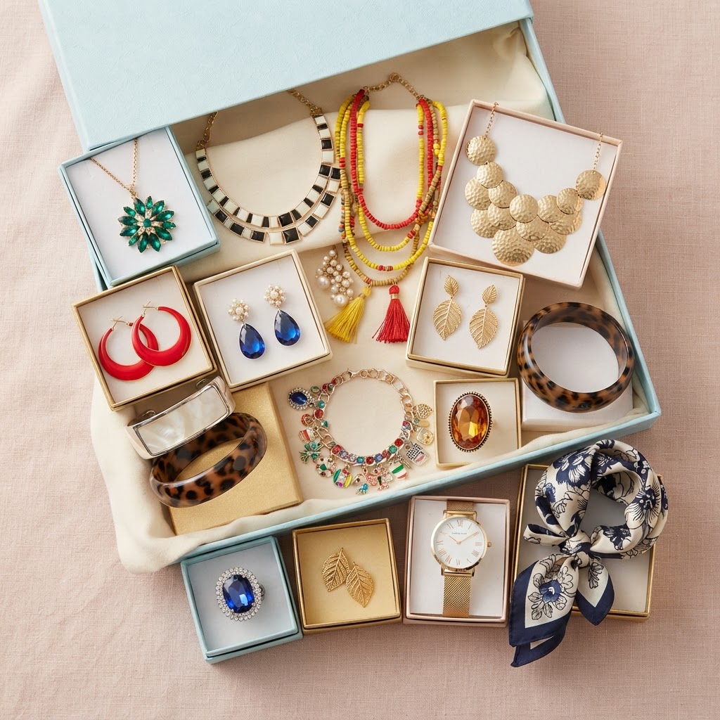15 New, Wearable Fashion & Costume Jewelry & Accessories Lot (Boxed)