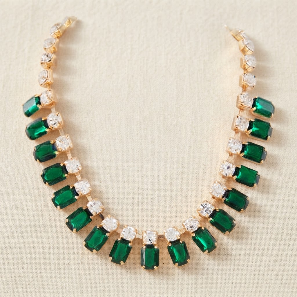 Emerald Green Crystal Collar Necklace