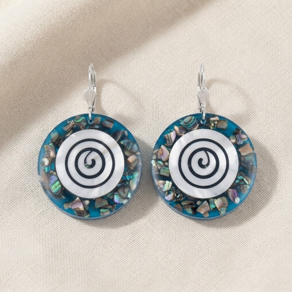 Mother-of-Pearl Spiral Drop Earrings