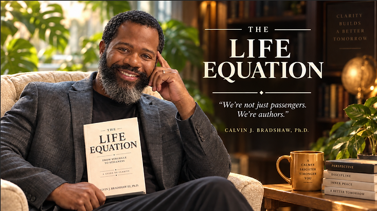 Calvin J. Bradshaw III holding a copy of The Life Equation