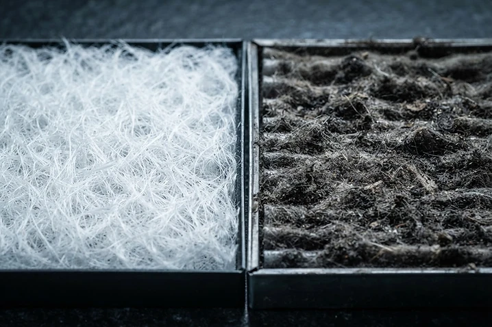 Clean HEPA filter versus saturated filter