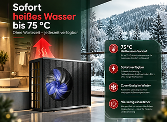 Thermoschwob Wärmepumpe mit Darstellung der Warmwassertemperatur bis 75 °C