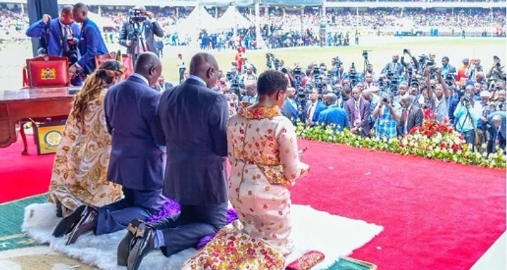Presidential inauguration ceremony at a national stadium