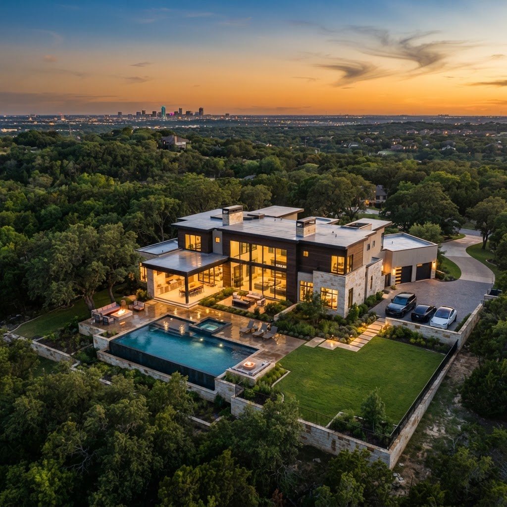Wooded Estate Residence aerial drone photo