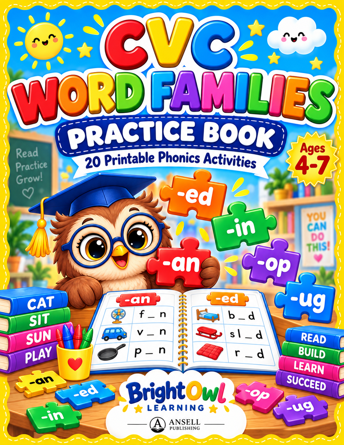 CVC Word Families Worksheets cover
