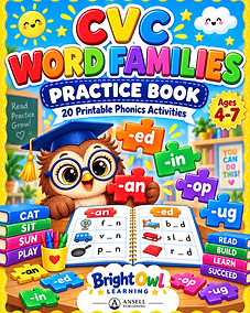 CVC Word Families Worksheets — Digital download workbook cover