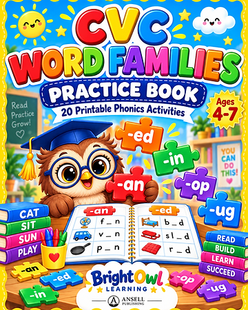 CVC Word Families Worksheets — digital download cover