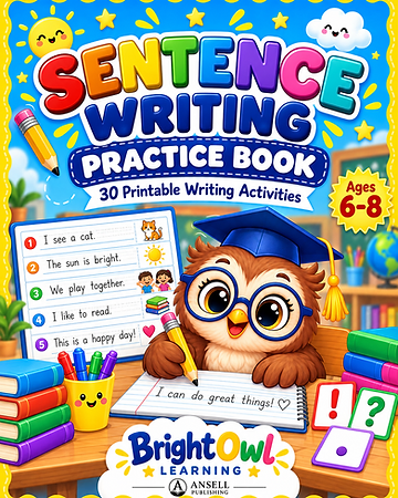 Sentence Writing Practice Worksheets — digital download cover
