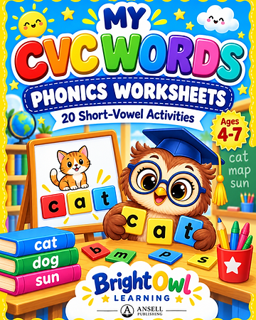CVC Words Phonics Worksheets — digital download cover
