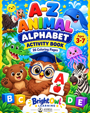 Animal Alphabet Coloring Pages — Digital download workbook cover