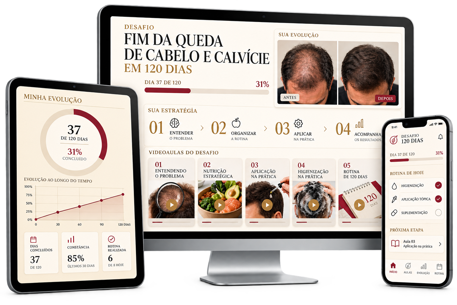 Plataforma do Desafio 120 Dias — computador, tablet e smartphone