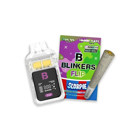 Blinkers Flip Slurpie — Grape Ape · Hawaiian Runtz 2G + Hash Hole