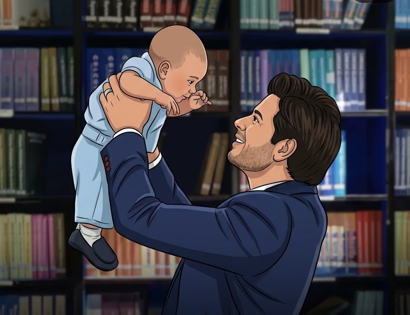 Zeeshan Khurram lifting his baby