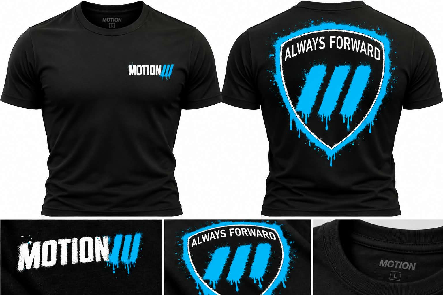 Shield Tee — Blue Spray