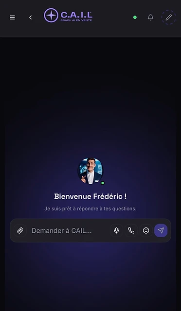 Aperçu de l'application CAIL — coach IA en vente