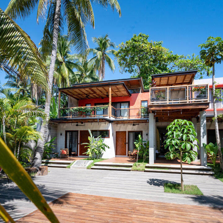 Exterior of the beachfront surf and yoga retreat in El Salvador