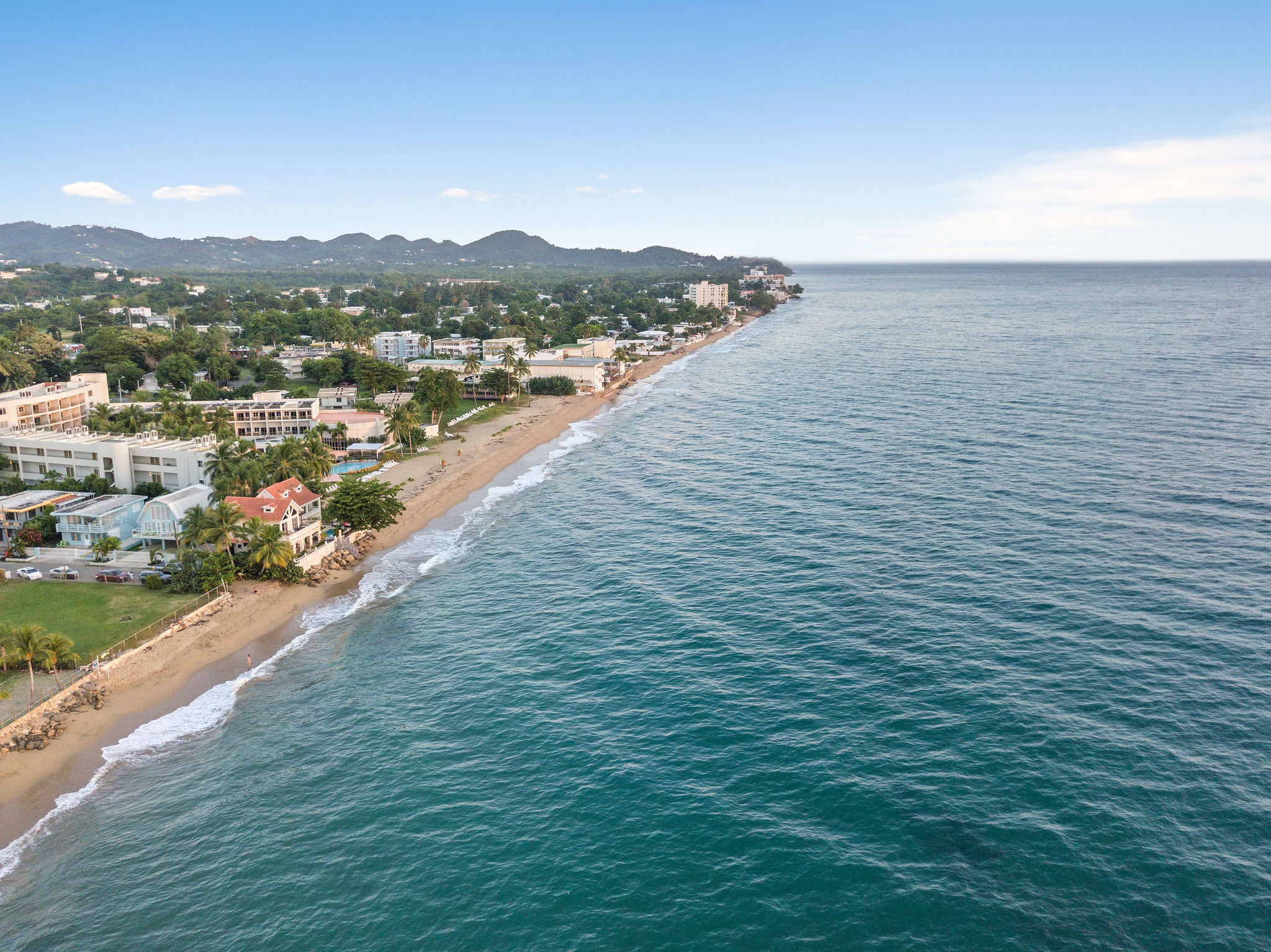 Aerial view of the El Salvador coastline and turquoise Pacific ocean