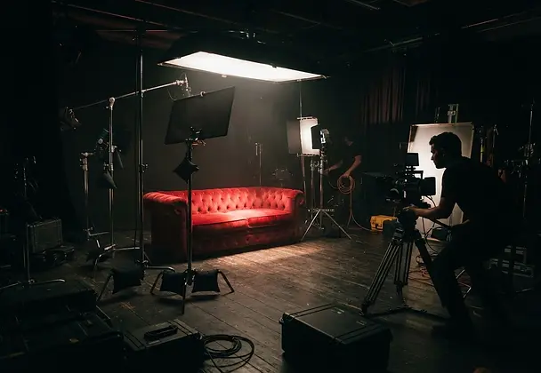 The couch on set