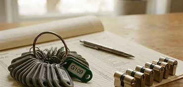 Sluitplan met genummerde sleutellabels voor verhuurders en bedrijven